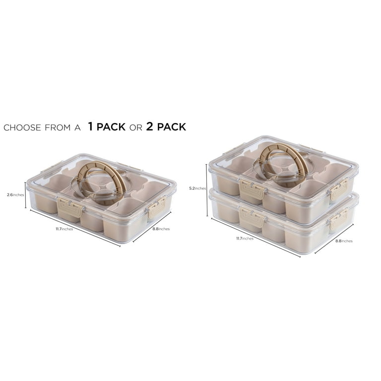COOK WITH COLOR Snackle Box, 2 Pack Plastic Snack Trays with Lids