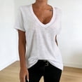 thumbnail image 2 of T Shirts for Women Summer Casual Short Sleeve Deep V Neck Relaxed Fit Plain Basic Tshirt Womens Tees, 2 of 4