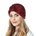 thumbnail image 3 of LEKODE Boho Head Wrap Cotton Head Scarf Satin Wrap for Hair Womens Head Scarf Beanies Silk Headwrap Silk Lined Scrub Caps Women Wine One Size, 3 of 4