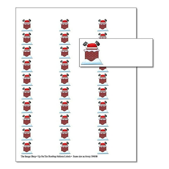 Up On The Rooftop Holiday Address Labels - 1" x 2-5/8" - 30 per Sheet - Total of 150 Labels (oalx11)