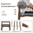 thumbnail image 6 of Hawsaiy Counter Height Bar Stools Set of 6, 26" Solid Wood Barstools with Curved Back, Upholstered Fabric Seat & Metal Footrest, Mid-Century Modern Kitchen Island Chairs, Gray, 6 of 12