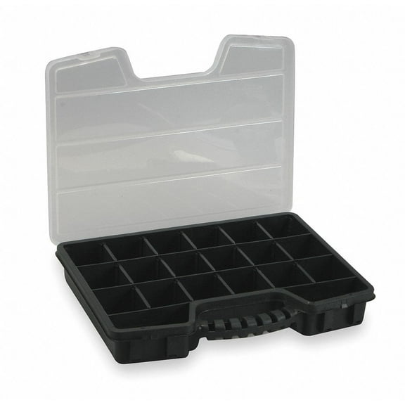 Adjustable Compartment Box, Black, 2-7/16"H x 12"L x 15-1/3"W, 1EA