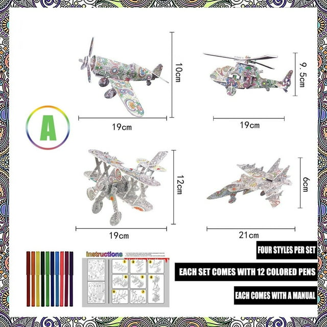 3D Paint Puzzle Toys Diy Graffiti Coloring Educational Toys Model Ornament 10Ml