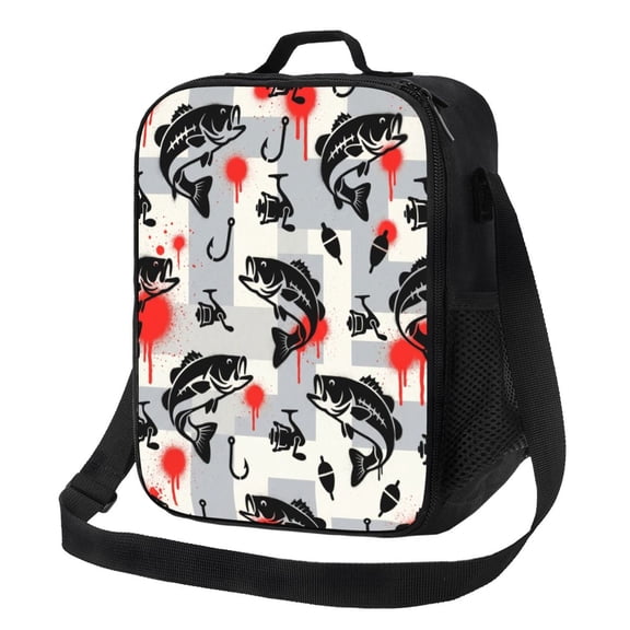 Camo Fish Insulated Lunch Box Reusable Lunch Bag Women Men Cooler Tote Bag For Work Picnic Outings Office