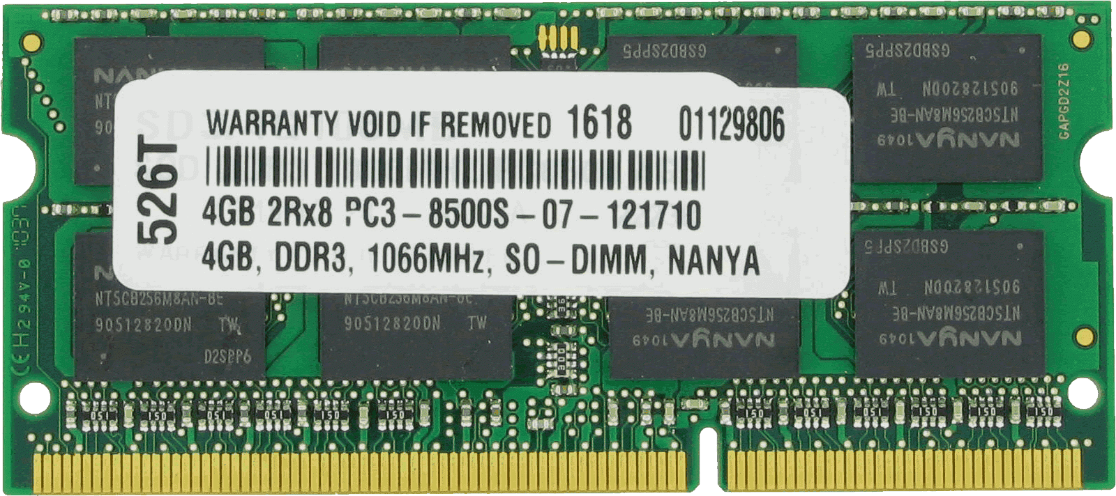 DDR3 1066MHz PC3-8500 1Rx8 1.5V SODIMM 204-Pin Memory Module A-Tech 1GB RAM Replacement for Micron MT8JSF12864HY-1G1