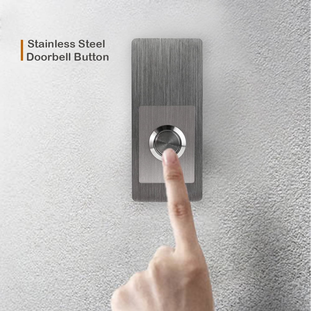 Modern Stainless Hardware R6 Stainless Steel Doorbell Button, 1.37” x 3.14” x 5/32”, 4mm Thick