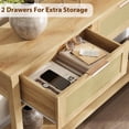 thumbnail image 2 of Boho Rattan Console Table with 2 Drawers - Slim Narrow Sofa Side Table - 2-Tier Storage Shelf - Modern Entryway Accent Furniture for Hallway, Living Room, Foyer - 25-Year Natural Wood Color, 2 of 6