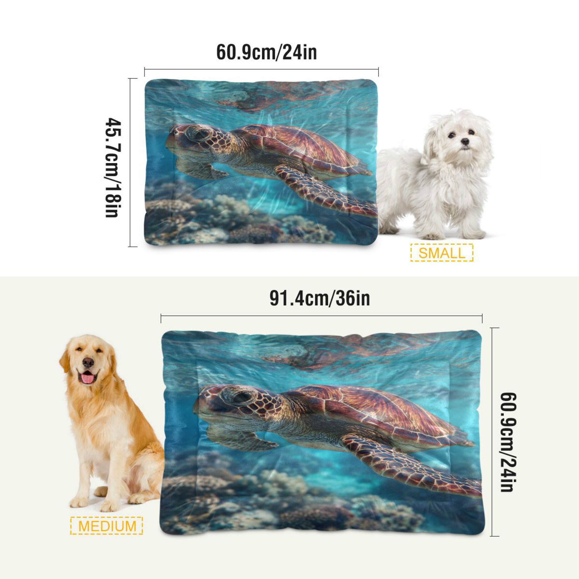 Qxltty Sea Turtle Ped Pad Wear-resistant and Hard to Bite Through Sleeping Pad for Small Medium Large Dogs Winter Pet Bed 36×24in