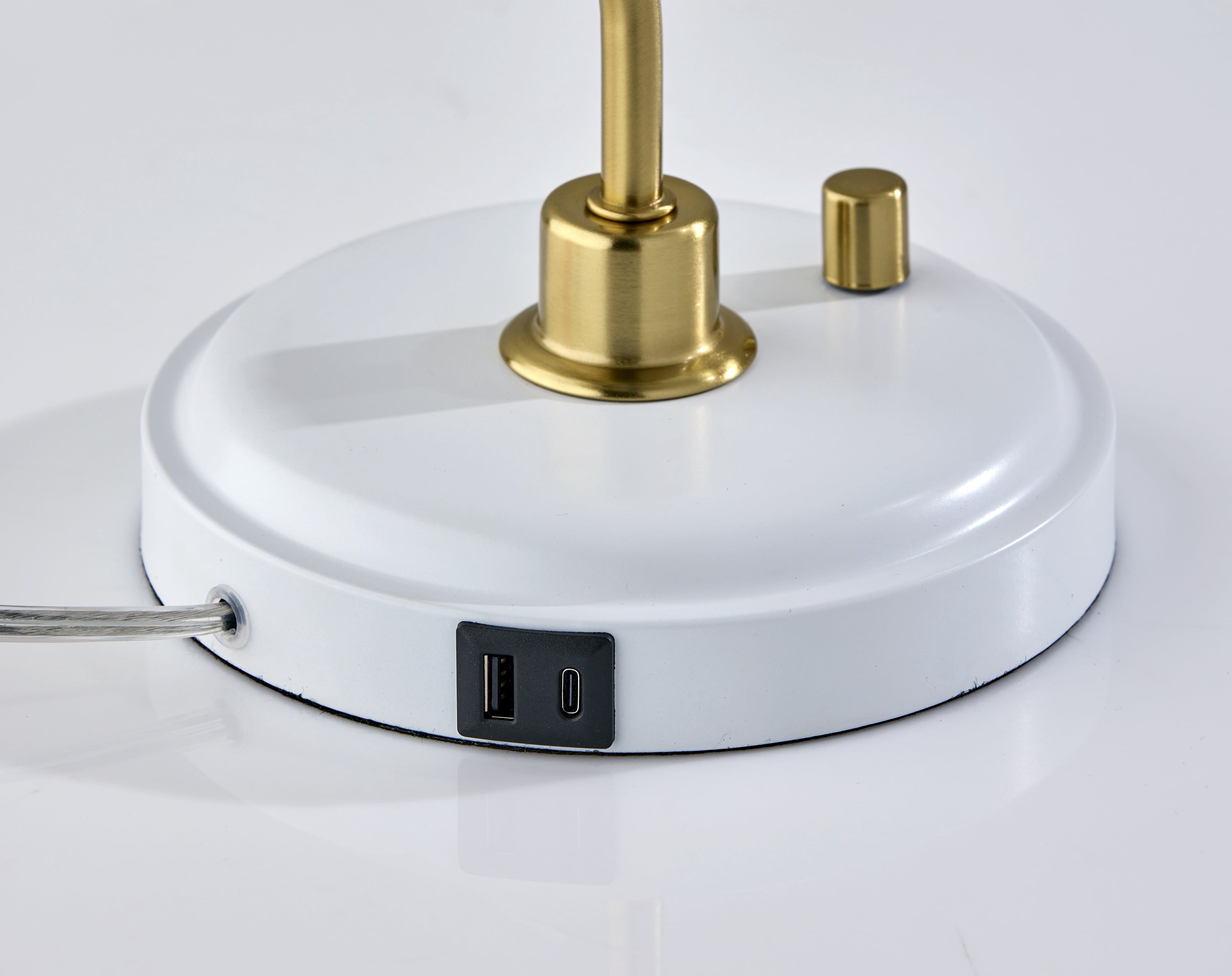 Better Homes & Gardens Adjustable Desk Lamp with USB Ports in White and Gold