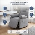 thumbnail image 2 of Sillón Reclinable Easy Living Elio Gris Claro de Tela con Doble Posición, Reposapiés y Compartimento Lateral, 2 of 9
