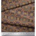 thumbnail image 3 of Soimoi Brown polyester Crepe Fabric Mandala Geometric Printed Craft Fabric by the Yard 42 Inch Wide, 3 of 5