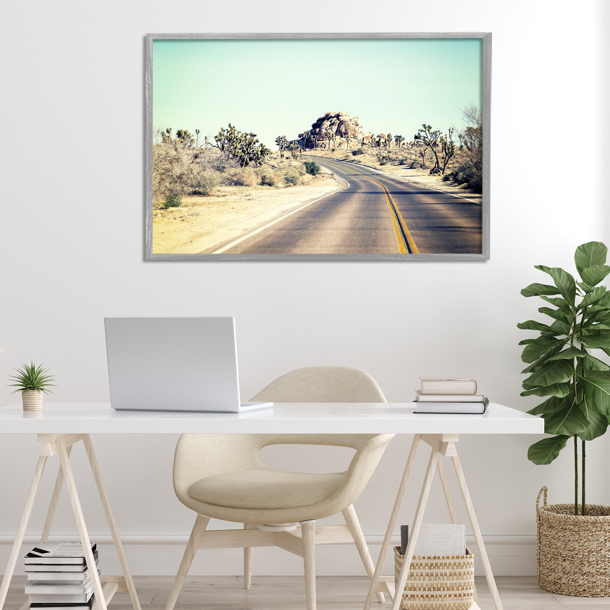 Road Trip Joshua Tree Park Gray Framed Giclee Art, design by Joseph S Giacalone