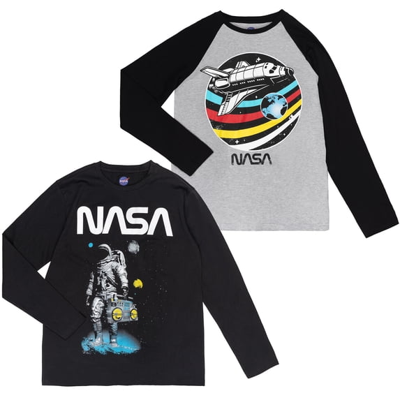 NASA Mens 2 Pack Matching Family Long Sleeve T-Shirts Adult