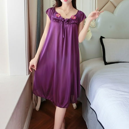 

Girl s Nightgown for Summer Short Sleeve Lace Floral Embroidery Pajama Dress