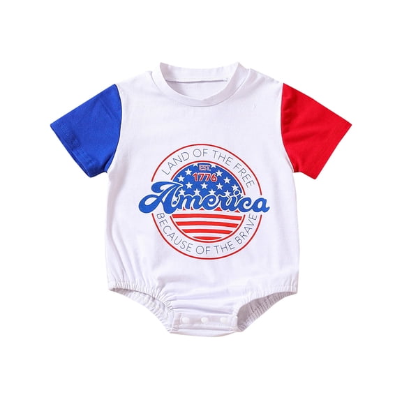 Coerni Toddler Baby Boy Girl My 1st Fourth of July Romper Bodysuit New Born Red White Blue T shirt Bubble Clothes Outfit