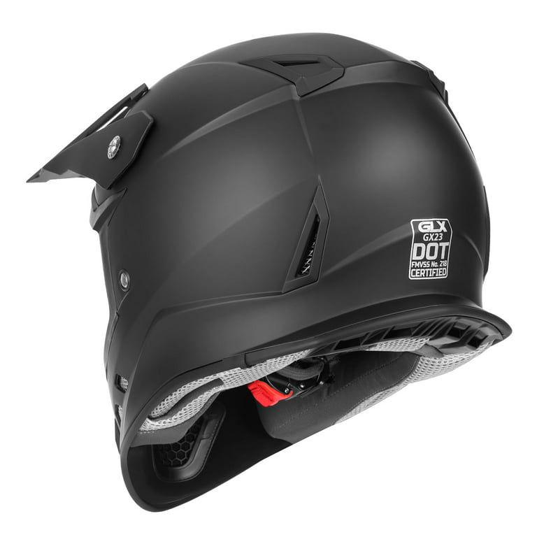 GLX GX11 Compact Lightweight Full Face Motorcycle Street Bike Helmet with Extra Tinted Visor Dot Approved (Matte Black X-Large)