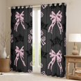 thumbnail image 2 of jejeloiu Chic Bowtie Bowknot Curtains Pack of 2 (42x84 Each),Rustic Floral Curtains Blackout,Pink Black Gray Bedroom Curtains For Girls,Luxury Bedroom Decor, 2 of 6