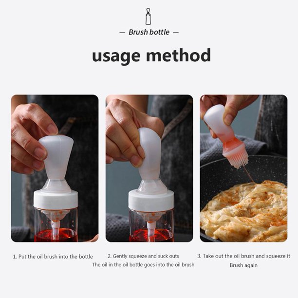 Botella de aceite de silicona para cocina, dispensador de cepillo para parrilla de barbacoa, herramientas para hornear Likrtyny Libre de BPA