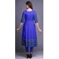 thumbnail image 4 of Bimba Robe Anarkali Bleu4 à Motif Géométrique Chevron Imprimé Longue Robe Maxi Kurtis Indiens pour Femmes Kurti Ethnique Moyen, 4 of 5