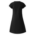 thumbnail image 7 of Summer Fashion Mini Dresses for Womens 2025 Plus Size Loose V-Neck Solid Short Sleeve Cotton And Linen Dress, 7 of 7