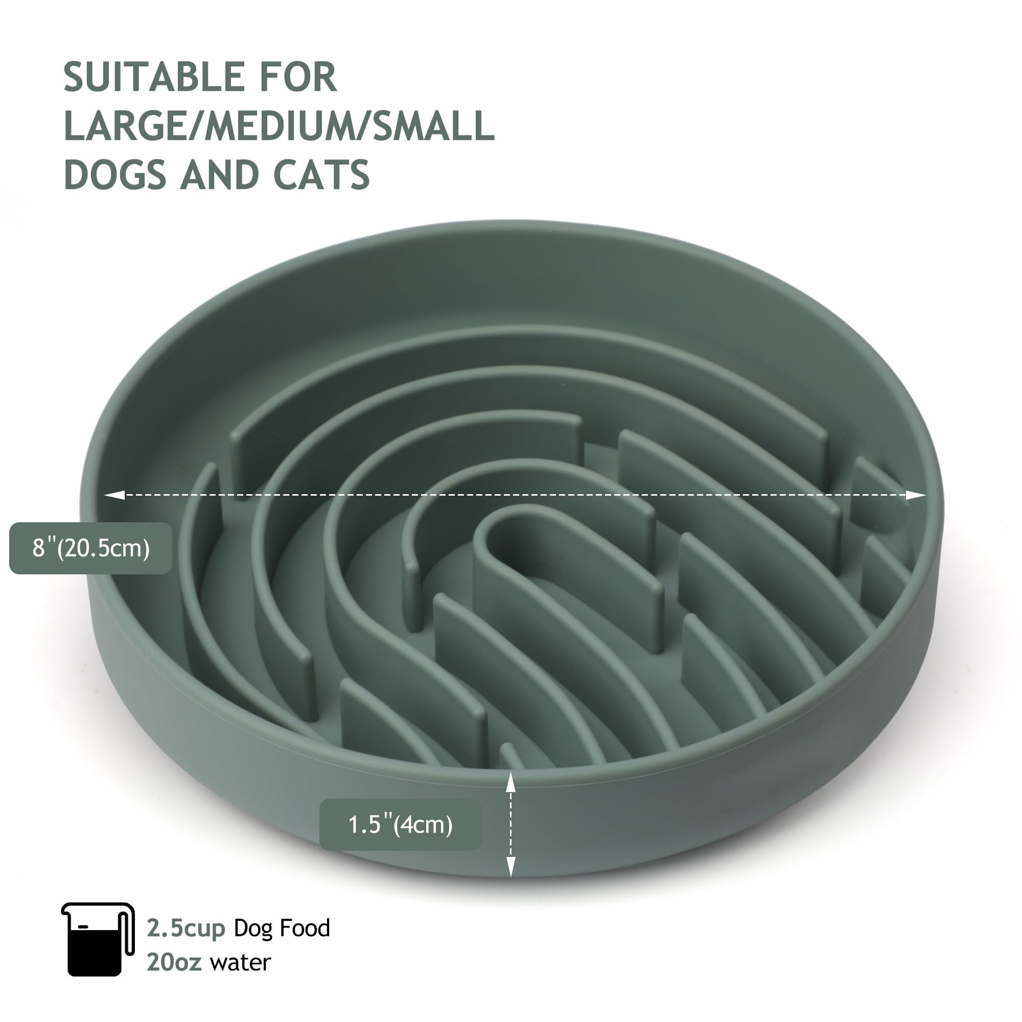 Slow Feeder Dog Bowl, Large Silicone Puzzle Toy for Fast Eaters, Interactie Dispenser to Preent Bloat & Oereating, Mental Stimulation for Dogs & Puppies, Durable Non-Slip Design, Dark Green