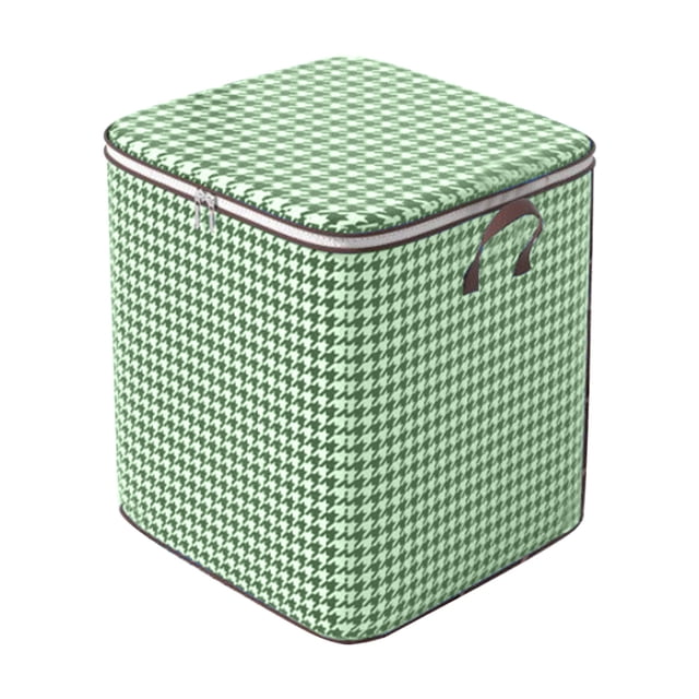 Sac de Rangement pour Couette Pied-de-Poule Vert Panier de Rangement pour Garde-Robe Emballage de Vêtements Portable