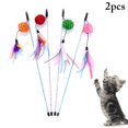 thumbnail image 1 of 2PCS Cat Wand Toy Creative Rattan Ball Cat Toy Fake Feather Kitten Toy with Bell, 1 of 10