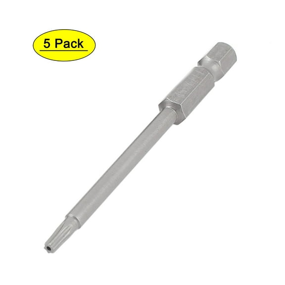 Unique Bargains 5pcs 1/4" Hex Shank 2.5mm Tip T10 Magnetic Torx Security Screwdriver Bits 75mm