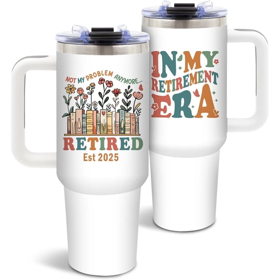 Retirement Gifts for Women, Retired Tumbler for Coworker, Boss, Anniversary Christmas Funny Retired Gifts for Women, Grandma, 40 Oz Tumbler with Handle