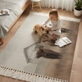 thumbnail image 3 of Bedroom Rug Carpet 3'x 5', Highland Cows Washable Floor Carpet with Tassels, Farmhouse Animals Barn Fence Retro Elegant Soft Floor Rug Mat for Patio, Balcony, Laundry, Room Decor, 3 of 9