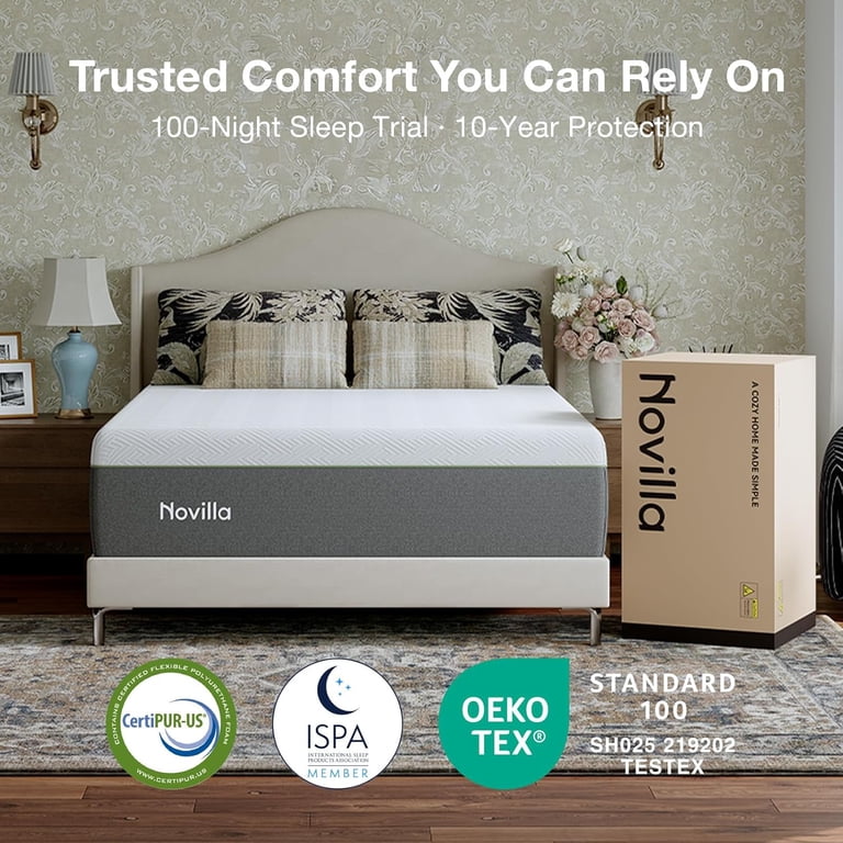 Novilla Bliss Green Tea Mattress Queen Size, 12 Inch Gel Queen
