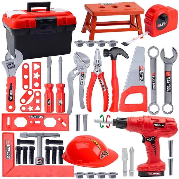 Caja de herramientas para niños, herramientas de reparación de simulación de ingeniero, juego de herramientas de destornillador de taladro eléctrico de juguete de simulación ShuxiuWang 8390611665197