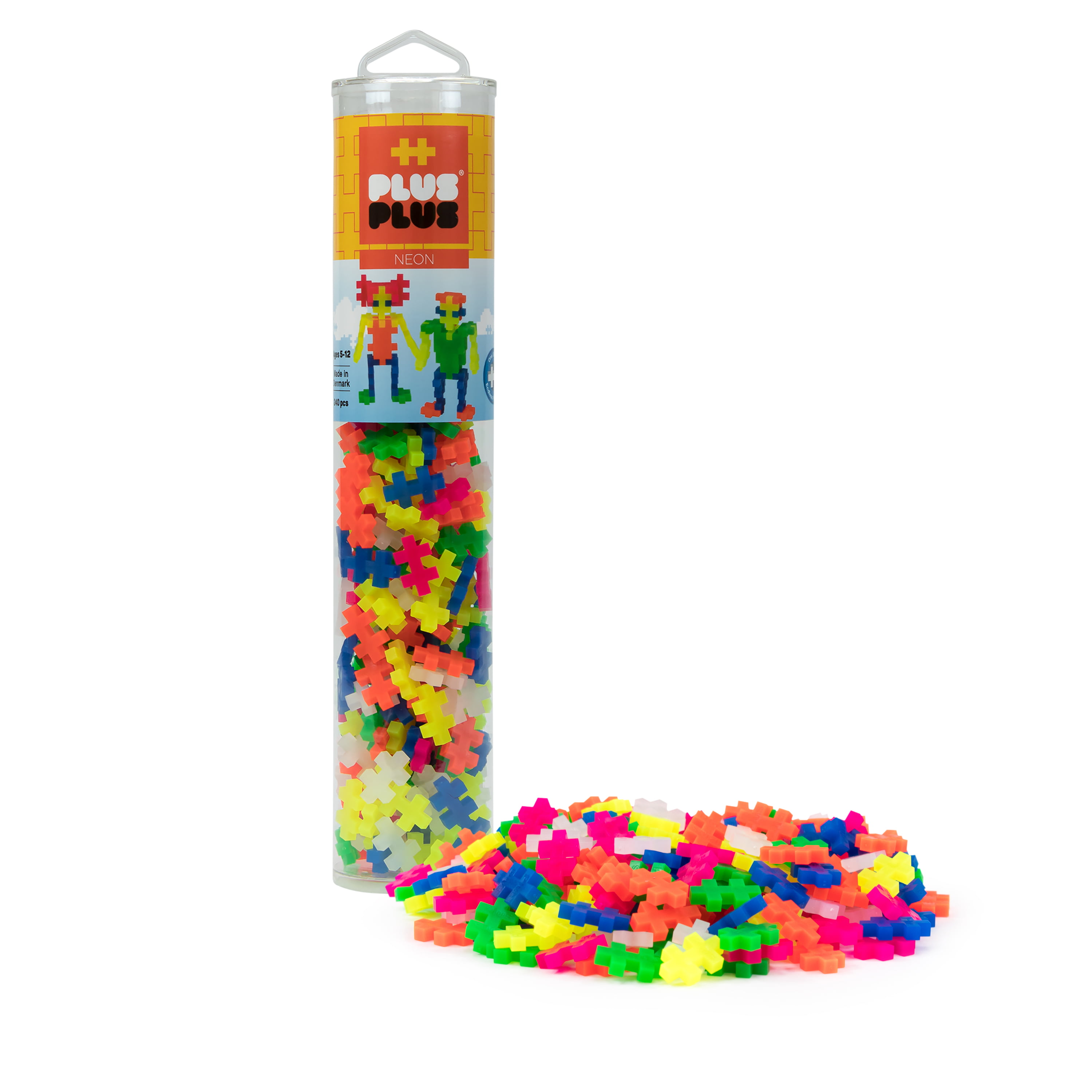 Puzzle Piece-Shaped Building Toy PLUS PLUS Neon Mini 600 Piece Assortment