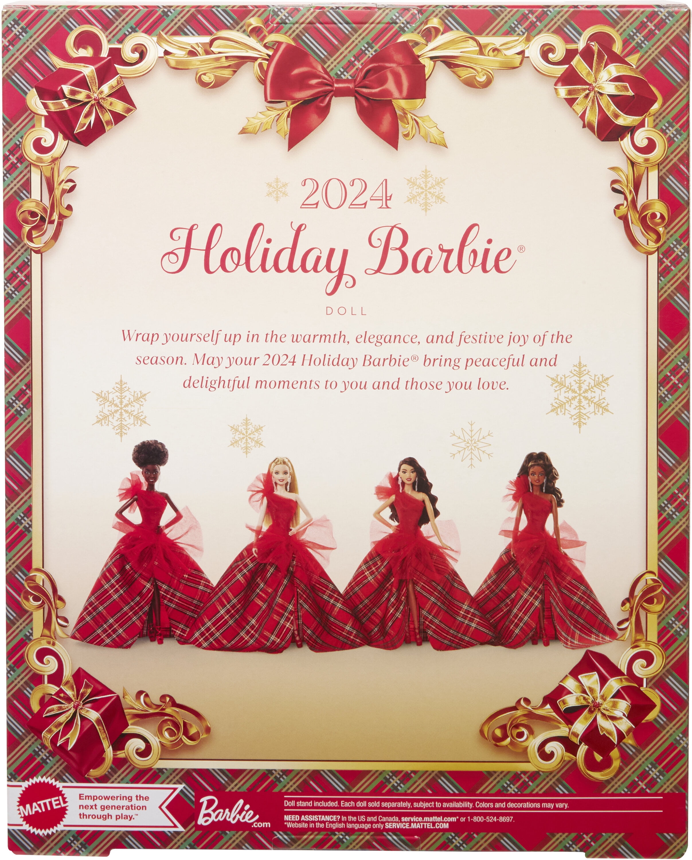Barbie 2024 Holiday Barbie Dolls, Seasonal Collector Gift, Barbie Signature, Plaid Gown with Red Bow