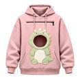 thumbnail image 5 of CUZIBR Cat Carrier Hoodie With Pouch Women Oversized Hoodies Cartoon Animal Hooded Long Sleeve Casual Lounging Pullover,Pink,L, 5 of 5