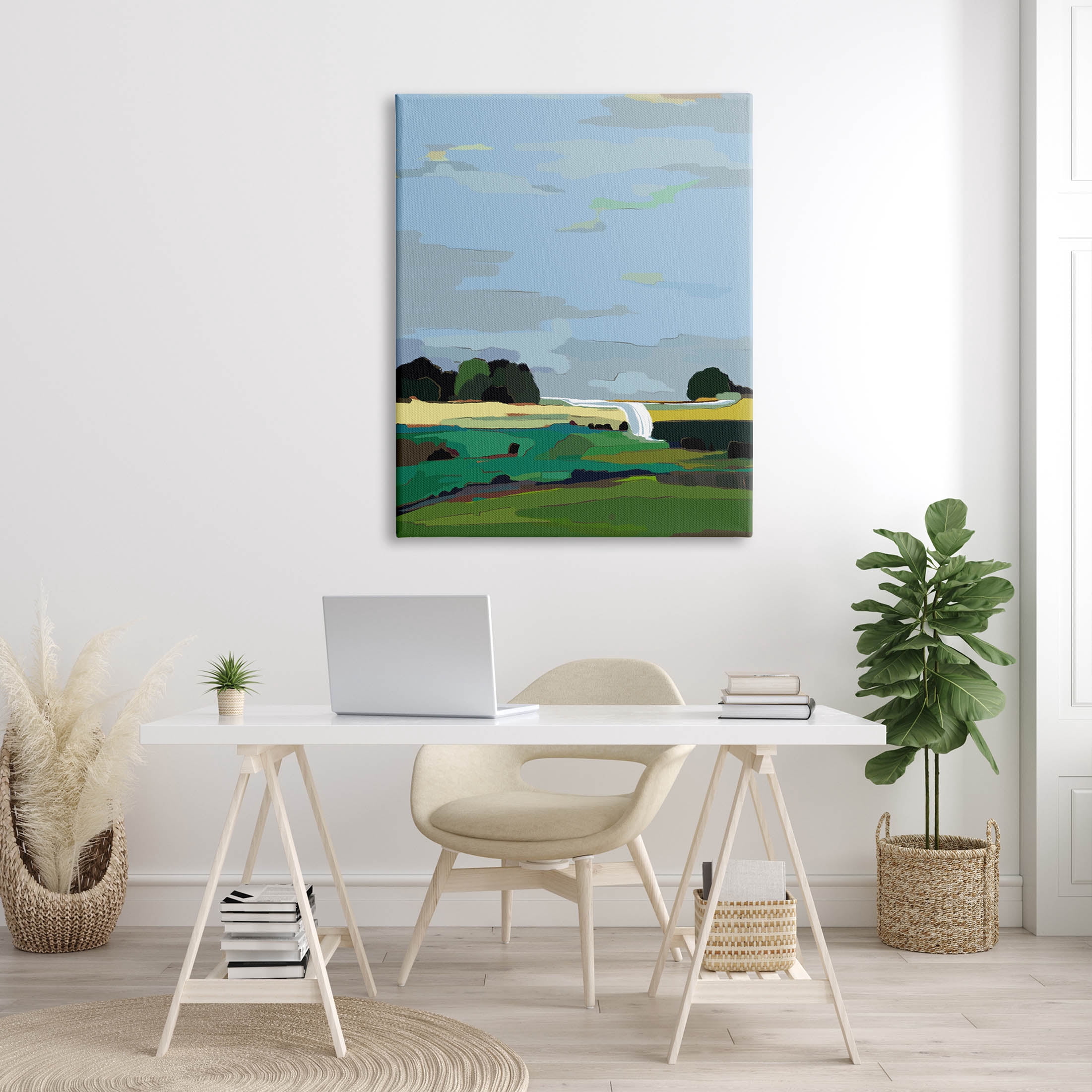 Stupell Industries Flowing Stream Rural Landscape Graphic Art Gallery Wrapped Canvas Print Wall Art, Design by Nikita Jariwala