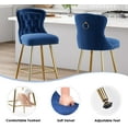 thumbnail image 4 of Bar Stools Set of 2, Velvet Counter Height Bar Stools with Metal Legs, Button Tufted and Nailheads Trim, Wing-Back Bar Chairs for Kitchen Island Dining Room Pub, 4 of 7
