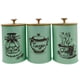 thumbnail image 1 of Juego de 3 recipientes para café, té y azúcar, botes de cocina, organizador de decoración de hierro Verde, 1 of 9