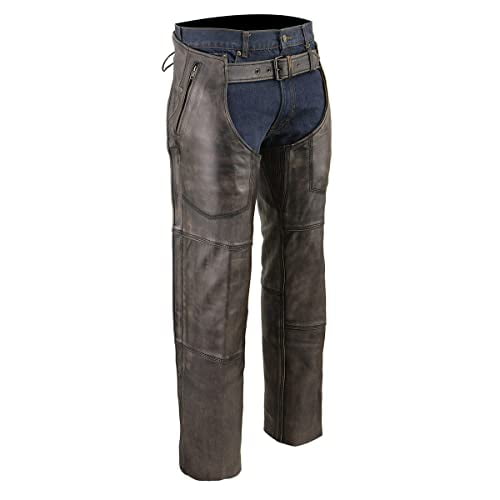 Milwaukee Leather Men's Distressed 4 Pocket Thermal Liner Chaps (Brown, XXX-Large)