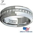 thumbnail image 4 of Tioneer Tungsten Carbide Wedding Band Ring Eternity Style Cubic Zirconia Mens Womens 8MM Yours Forever Engraved, 4 of 5