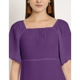 thumbnail image 5 of Moomaya Solid Square Neck Sheath Dress, Puff Sleeve Short Ruffle Hem Dress, 5 of 8