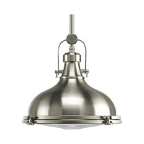 Fresnel Lens Collection One-Light Brushed Nickel Fresnel Glass Coastal Pendant Light