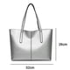 thumbnail image 2 of Bolso de hombro de cuero genuino vintage para mujer, bolso de mano con bolsillo trasero con cremallera, plateado, 2 of 5