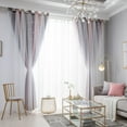 thumbnail image 4 of 2 Layers Gradient Starry Stars Blackout Curtains with Tulle Boys Girls Bedroom Decor Curtains, 4 of 8
