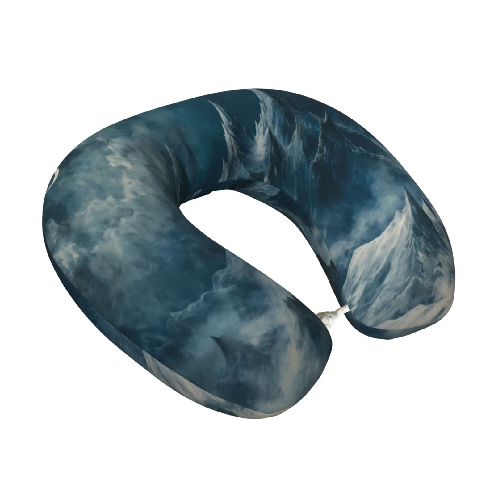 Xecao Mysterious Moonlit Mountains Print Memory Foam Cervical Neck Pillow Versatile U-Shaped Pillows for Home,Office,Camping,Travelling,Soft Washable Cover