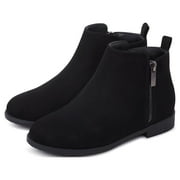 HARVEST LAND Little/Big Girl Ankle Boots Kids Short Zipper Flat Booties Black Size 11-5