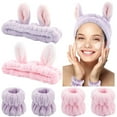 TNTB 6Pcs Face Wash Headbands and Wristbands Set Bunny Ears Headbands