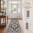 thumbnail image 5 of UERMEI 3x8 Washable Runner Rugs for Hallway, Modern Vintage Non Slip Indoor Rug for Entryway Doormats Bedroom Kitchen, Vacuum-Friendly Home Decor Carpet, Beige Brown, 5 of 8