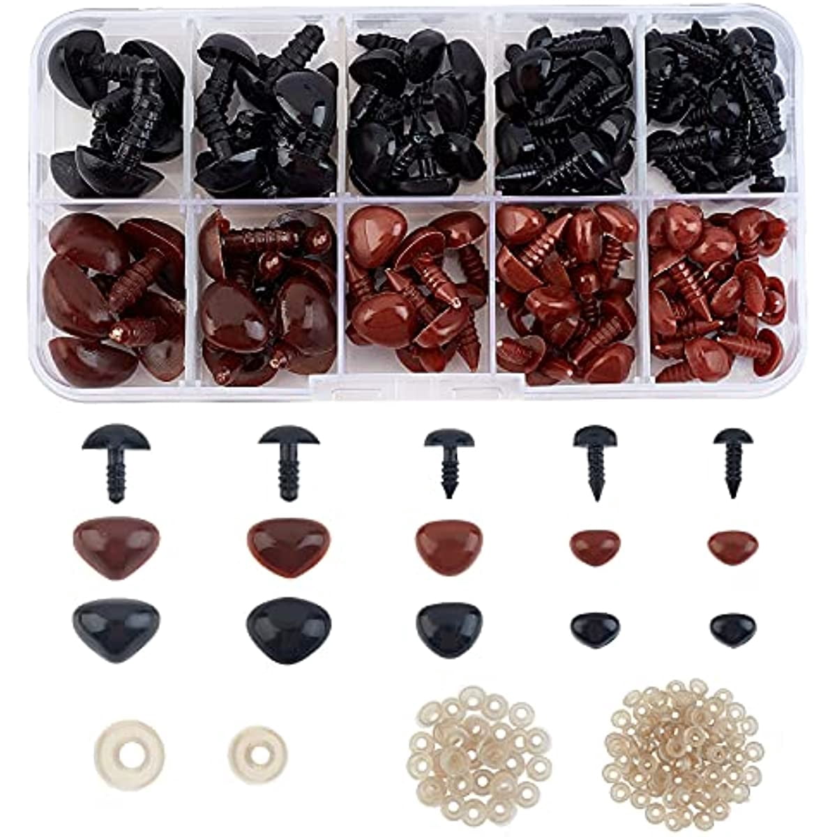 130Pcs 5 Sizes Plastic DIY Dog Nose 2 Color Safety Triangle Nose DIY 130pcs-5-sizes-plastic-diy-dog-nose-2-color-safety-triangle-nose-diy