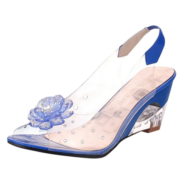 Bmisegm Silver Girl High Heel Black High Heel High Heel for Woman Casual Leisure Shoes Womens Sandals Summer Blue 9.5
